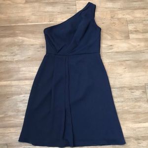 David’s Bridal Navy One Shoulder Dress